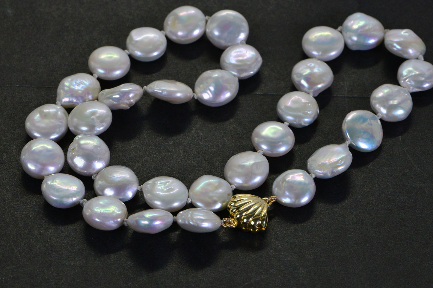Freshwater Pearl Coin Necklace, AAA Quality Bridal Jewelry