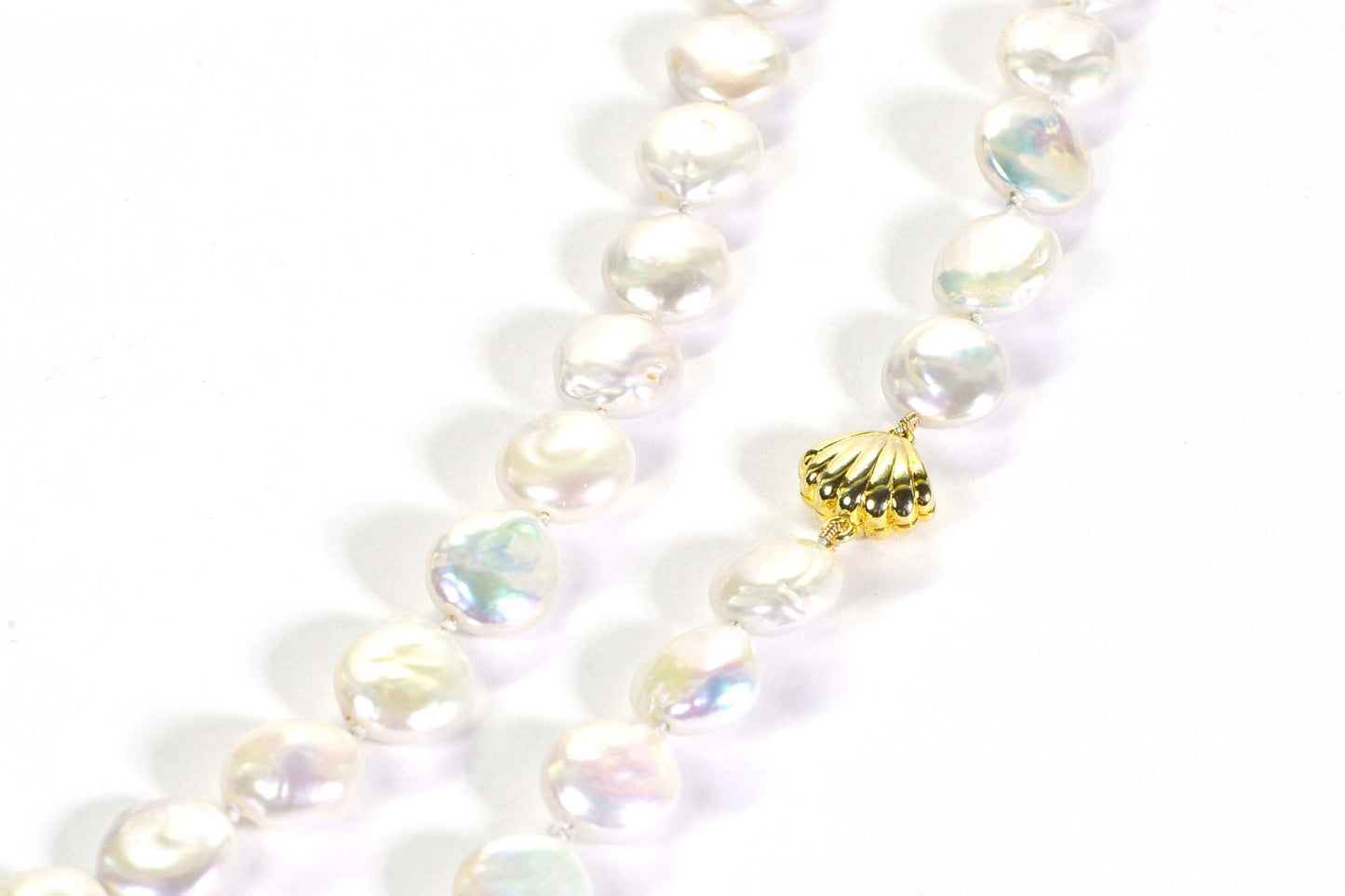 Freshwater Pearl Coin Necklace, AAA Quality Bridal Jewelry