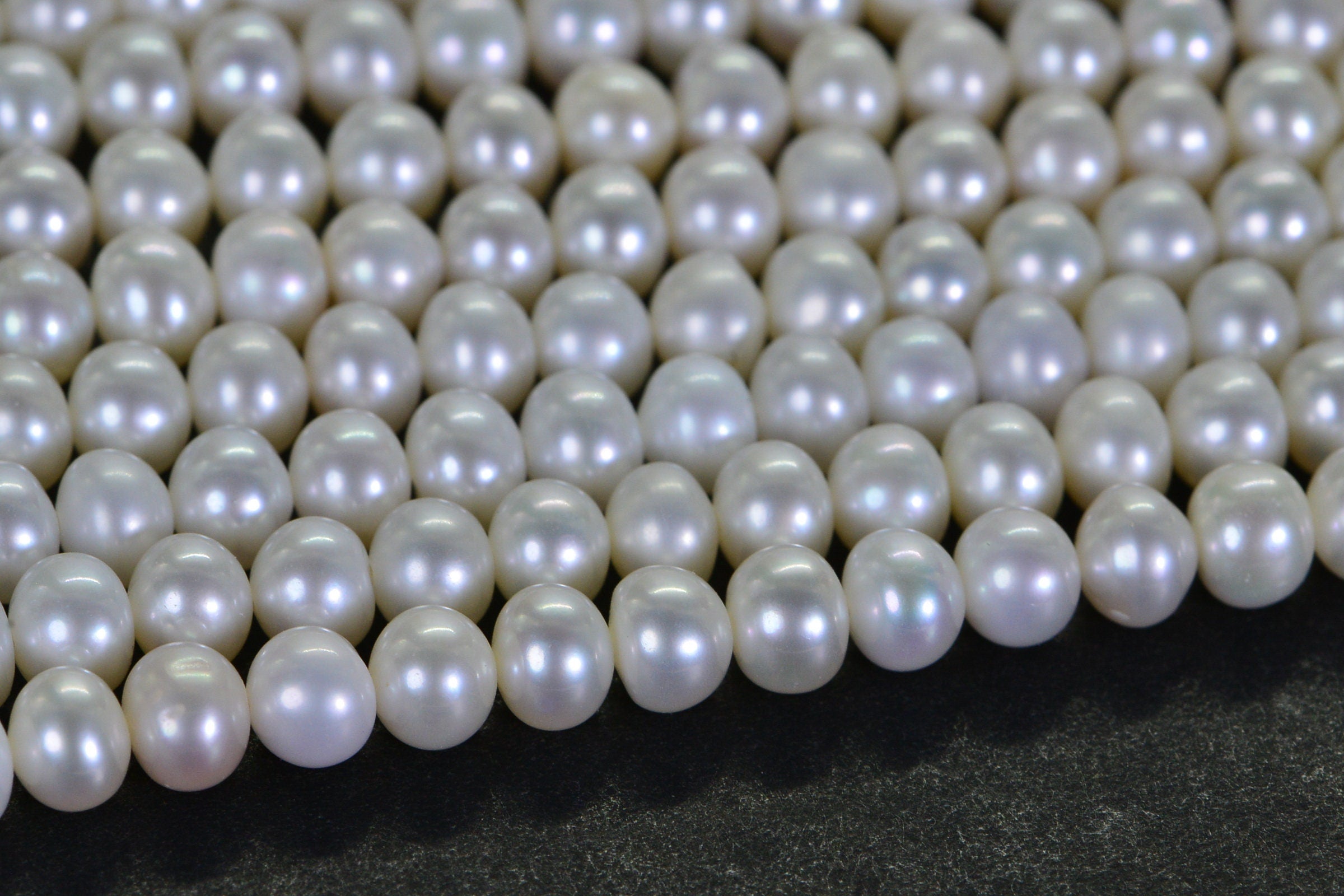 AAA White Freshwater Pearl Strand: 5.5mm Rondelle Beads