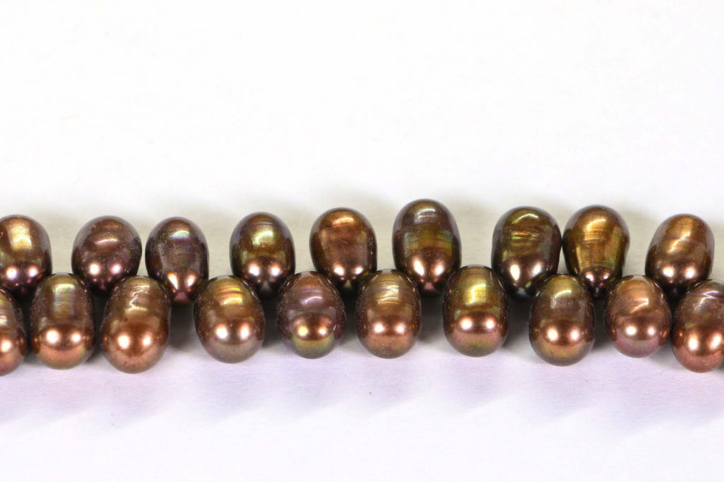 Natural  Freshwater Pearl Oval Drop Beads, 9x6mm, Dark Brown Pearl  Jewelry Making, Bead Supplies