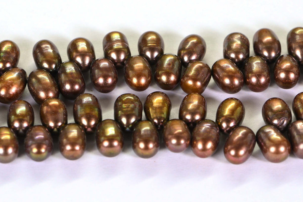 Natural  Freshwater Pearl Oval Drop Beads, 9x6mm, Dark Brown Pearl  Jewelry Making, Bead Supplies