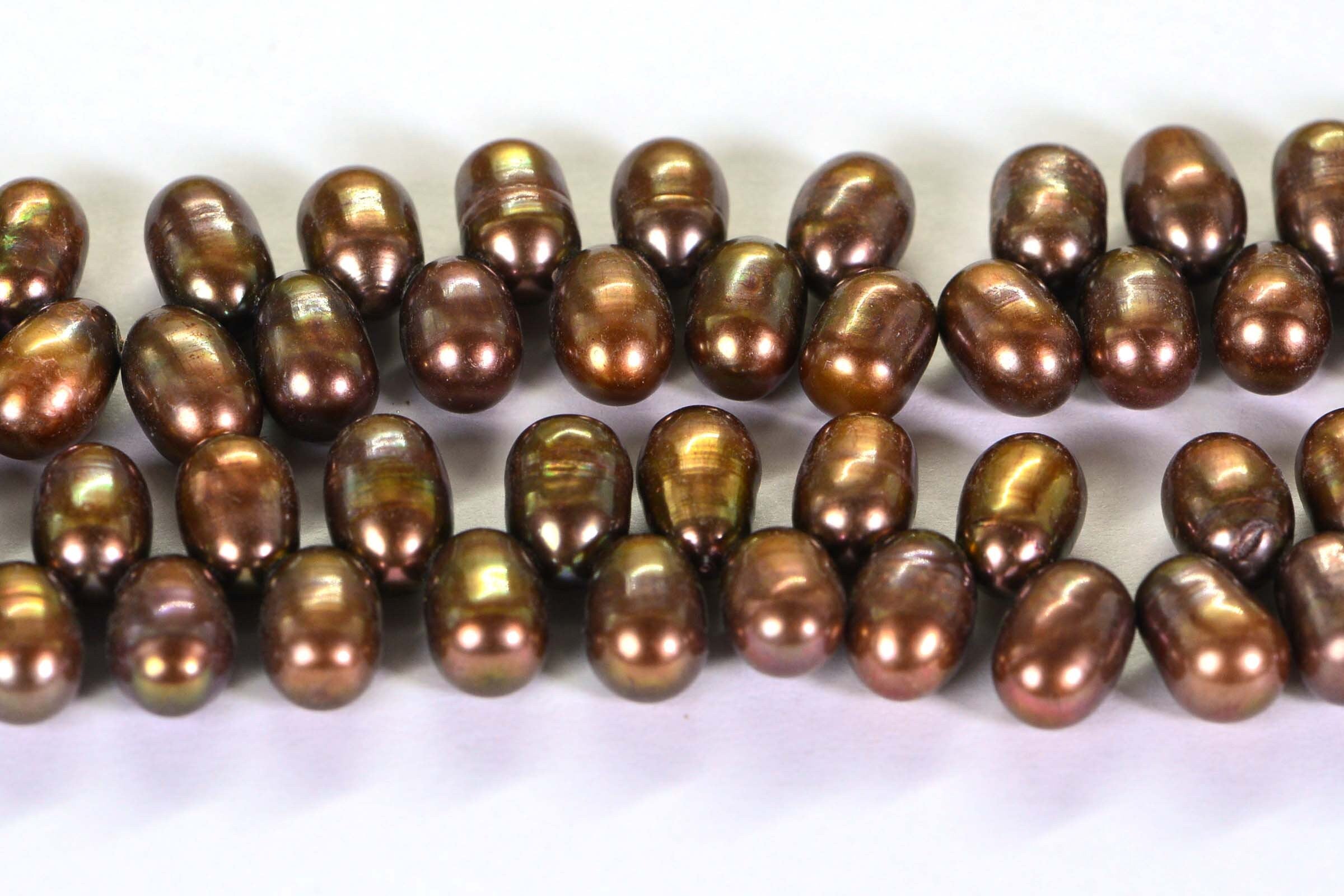 Natural  Freshwater Pearl Oval Drop Beads, 9x6mm, Dark Brown Pearl  Jewelry Making, Bead Supplies