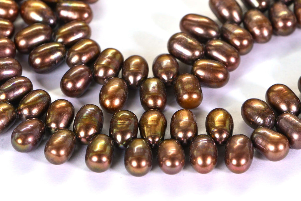 Natural  Freshwater Pearl Oval Drop Beads, 9x6mm, Dark Brown Pearl  Jewelry Making, Bead Supplies