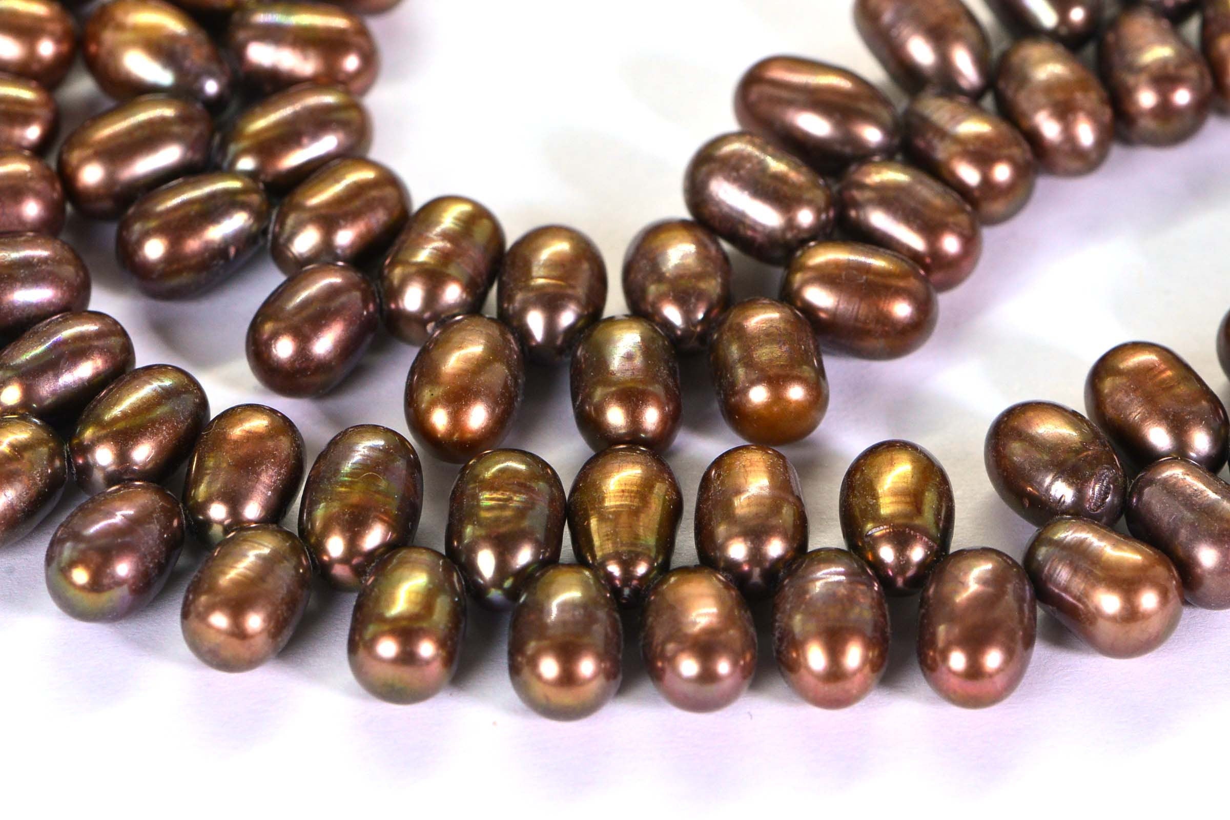 Natural  Freshwater Pearl Oval Drop Beads, 9x6mm, Dark Brown Pearl  Jewelry Making, Bead Supplies