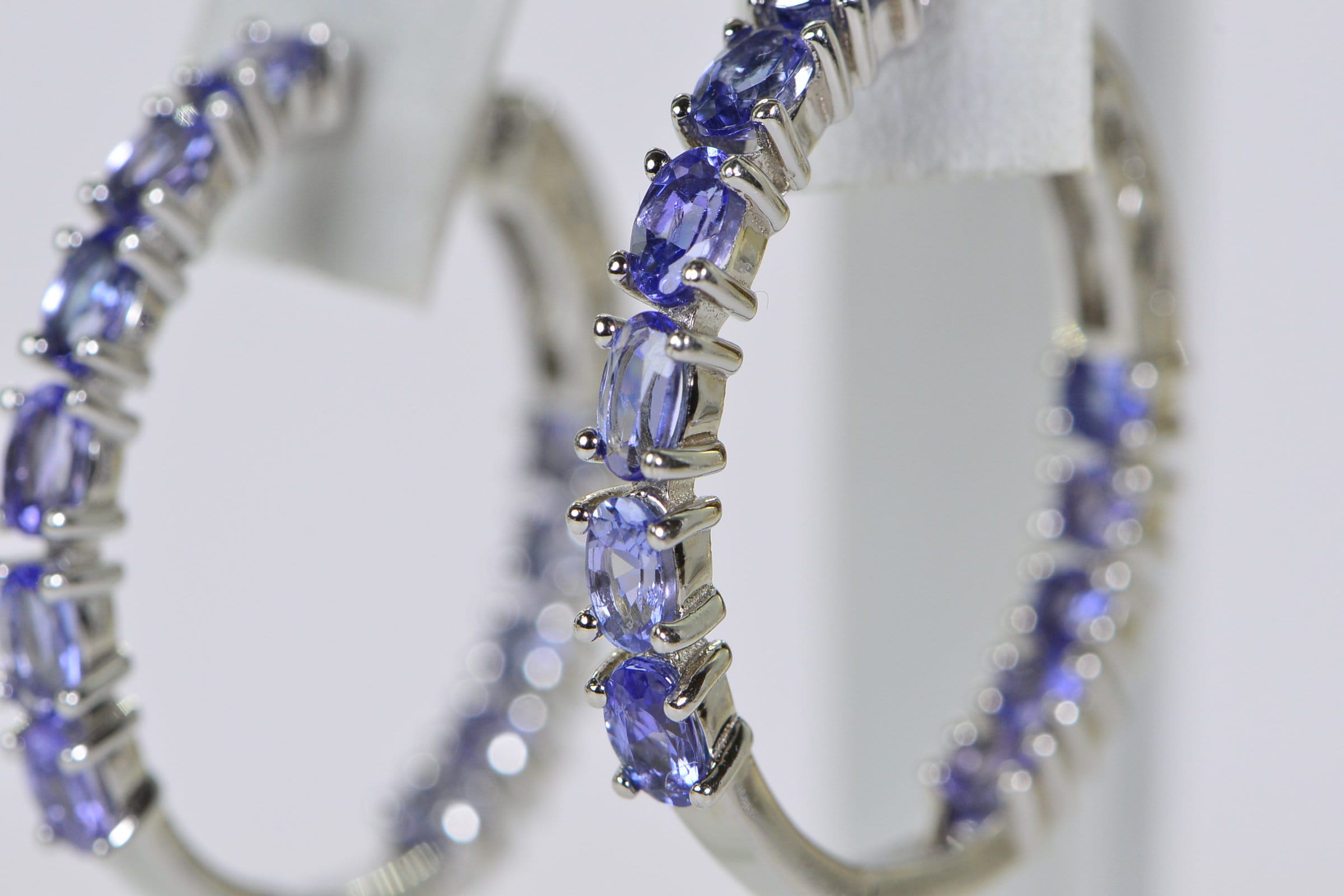 Tanzanite Hoop Earrings: Sterling Silver, December Birthstone