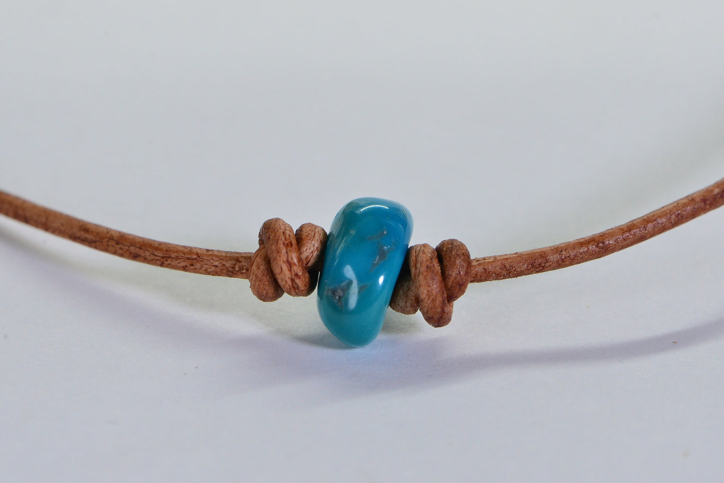 Sleeping Beauty Turquoise Necklace: Raw Stone, Leather Cord Choker