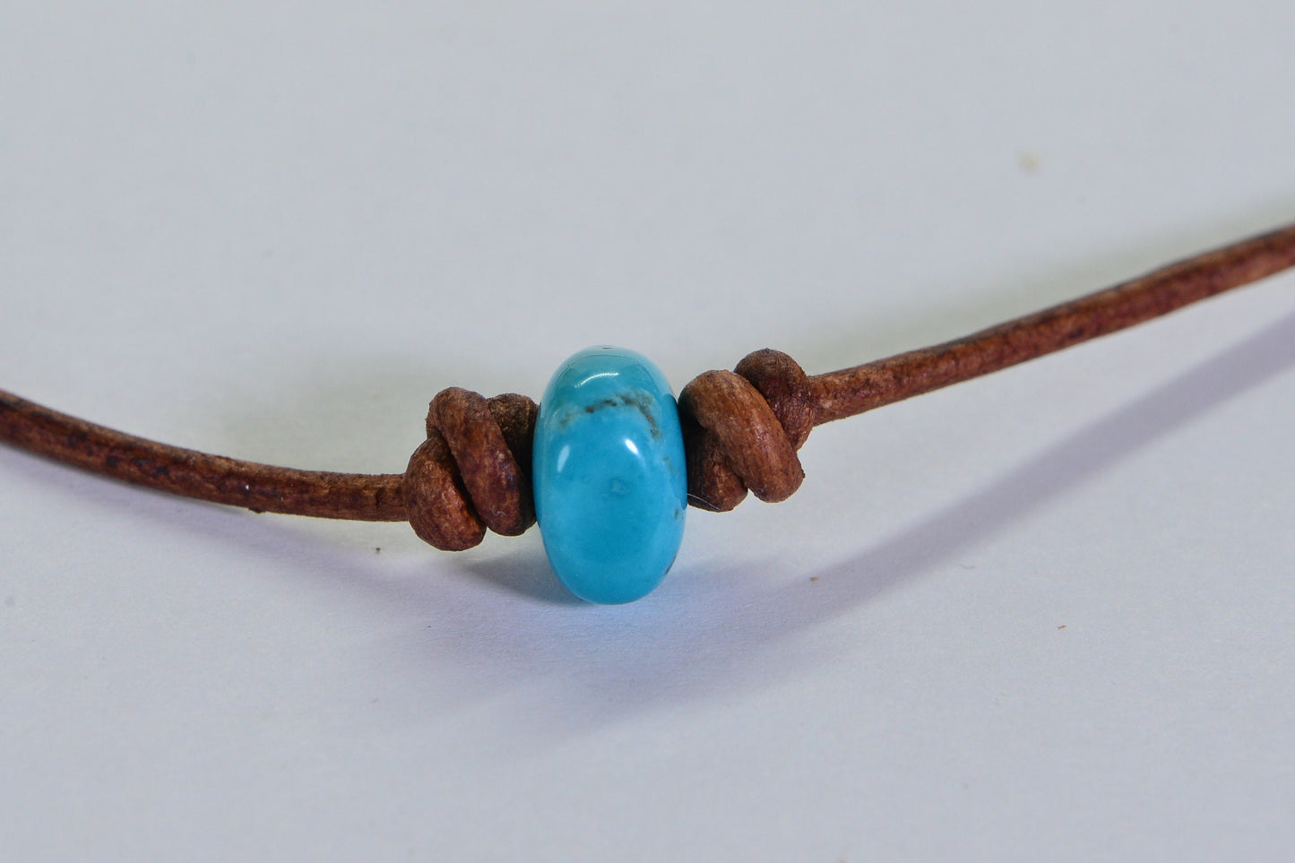 Sleeping Beauty Turquoise Necklace: Raw Stone, Leather Cord Choker