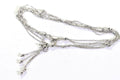 Sterling Silver Lariat Necklace: Multi Strand Beaded Ball Chain