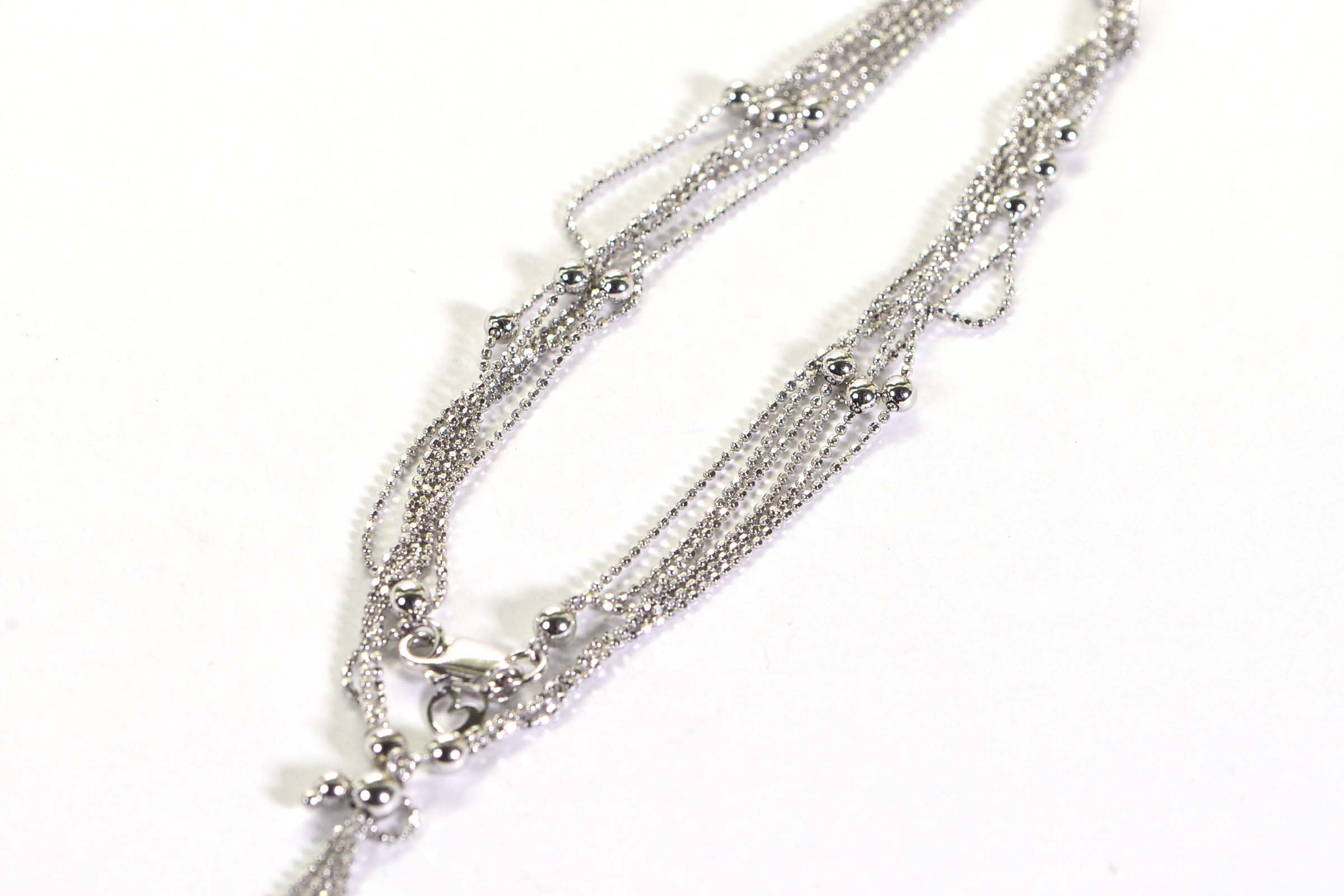Sterling Silver Lariat Necklace: Multi Strand Beaded Ball Chain