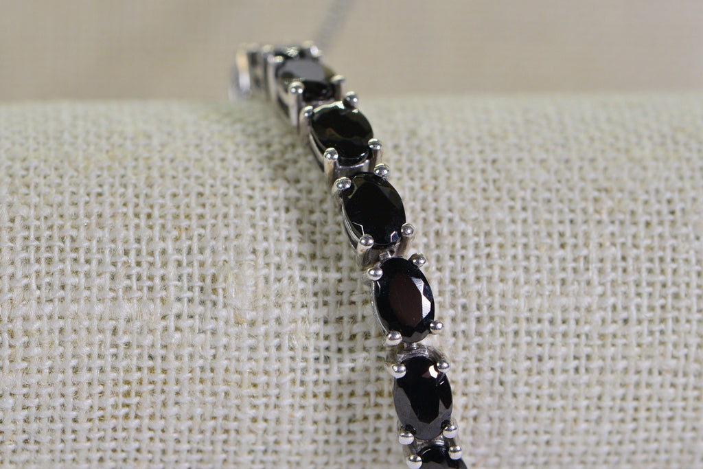 Black Tourmaline Tennis Bracelet: Oval Cut Sterling Silver Bolo Bracelet