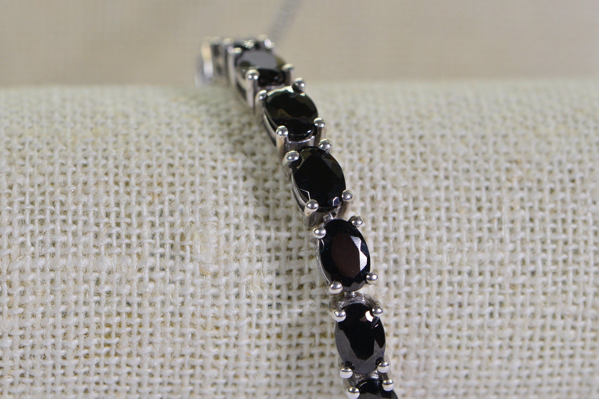 Black Tourmaline Tennis Bracelet: Oval Cut Sterling Silver Bolo Bracelet