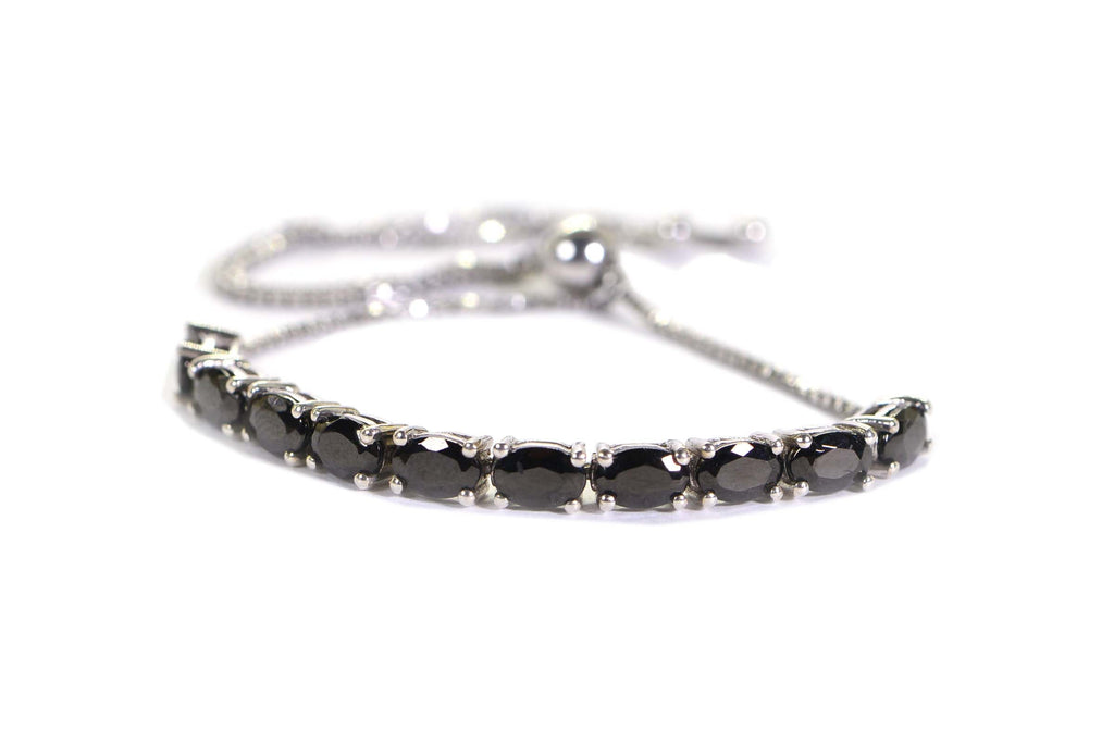 Black Onyx Sterling Silver Bracelet Link: Unfinished Bolo Connector