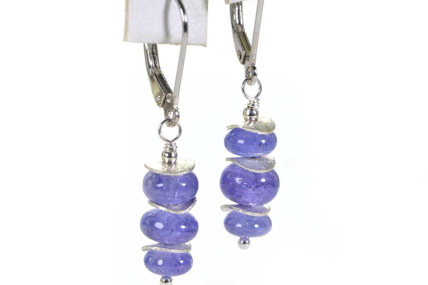 Tanzanite Drop Earrings: Sterling Silver Wire Wrapped Birthstone Jewelry