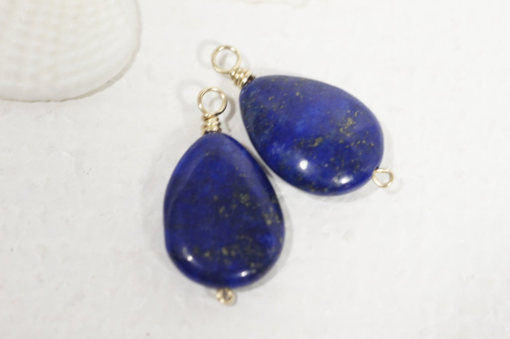 Lapis Lazuli wire wrap 14K gold filled wrap,  Add on Charm, Dangle Beads