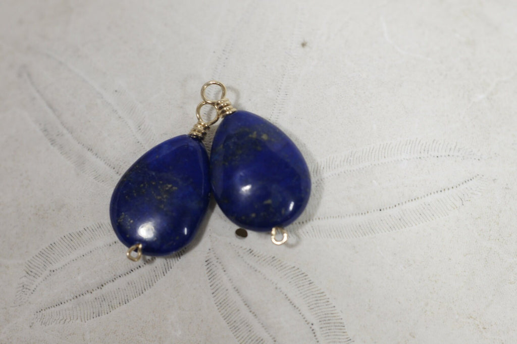 Lapis Lazuli wire wrap 14K gold filled wrap,  Add on Charm, Dangle Beads