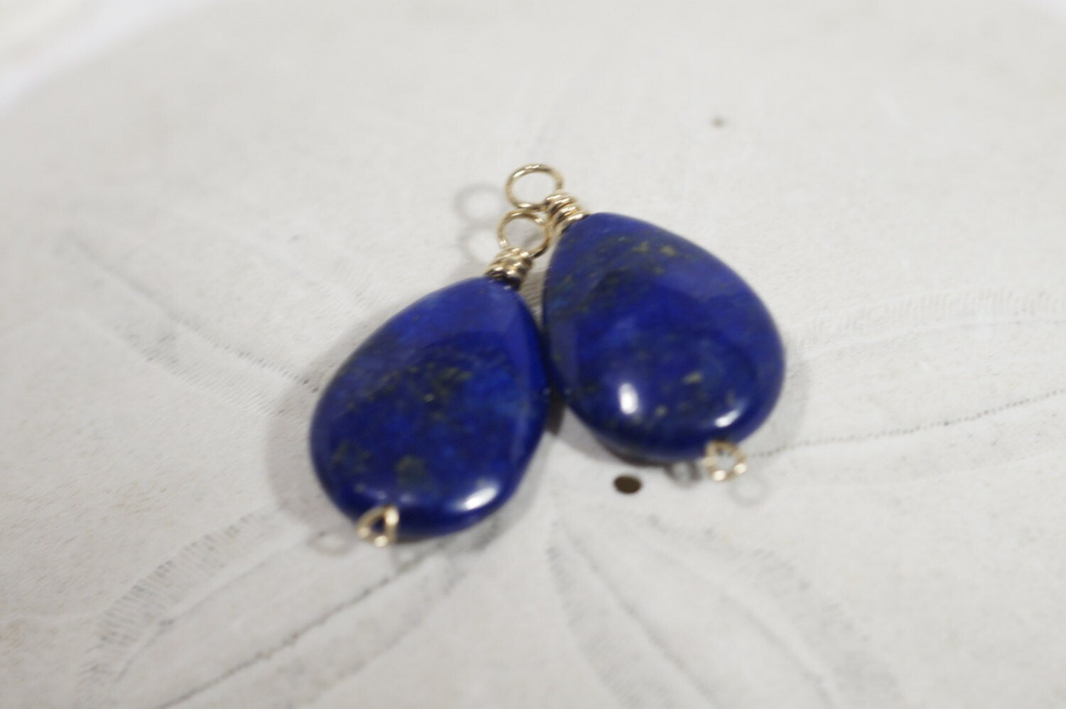Lapis Lazuli wire wrap 14K gold filled wrap,  Add on Charm, Dangle Beads