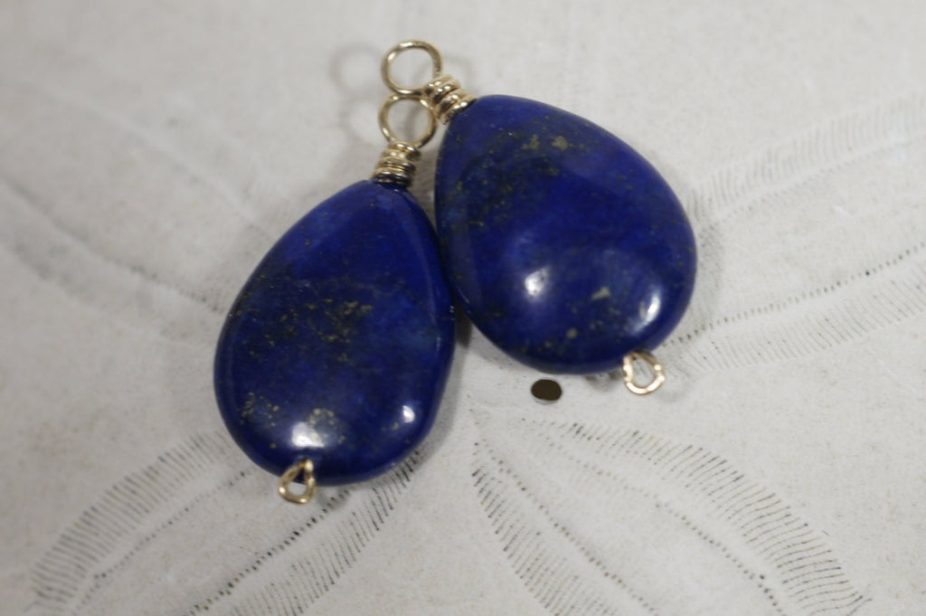 Lapis Lazuli wire wrap 14K gold filled wrap,  Add on Charm, Dangle Beads