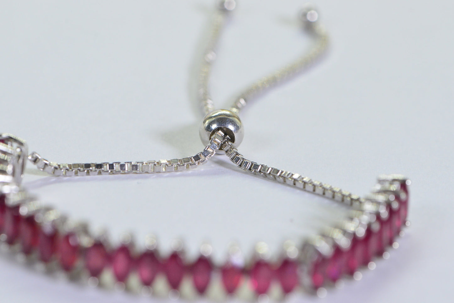Ruby Bolo Bracelet: Marquise Stone Sterling Silver Adjustable Bracelet