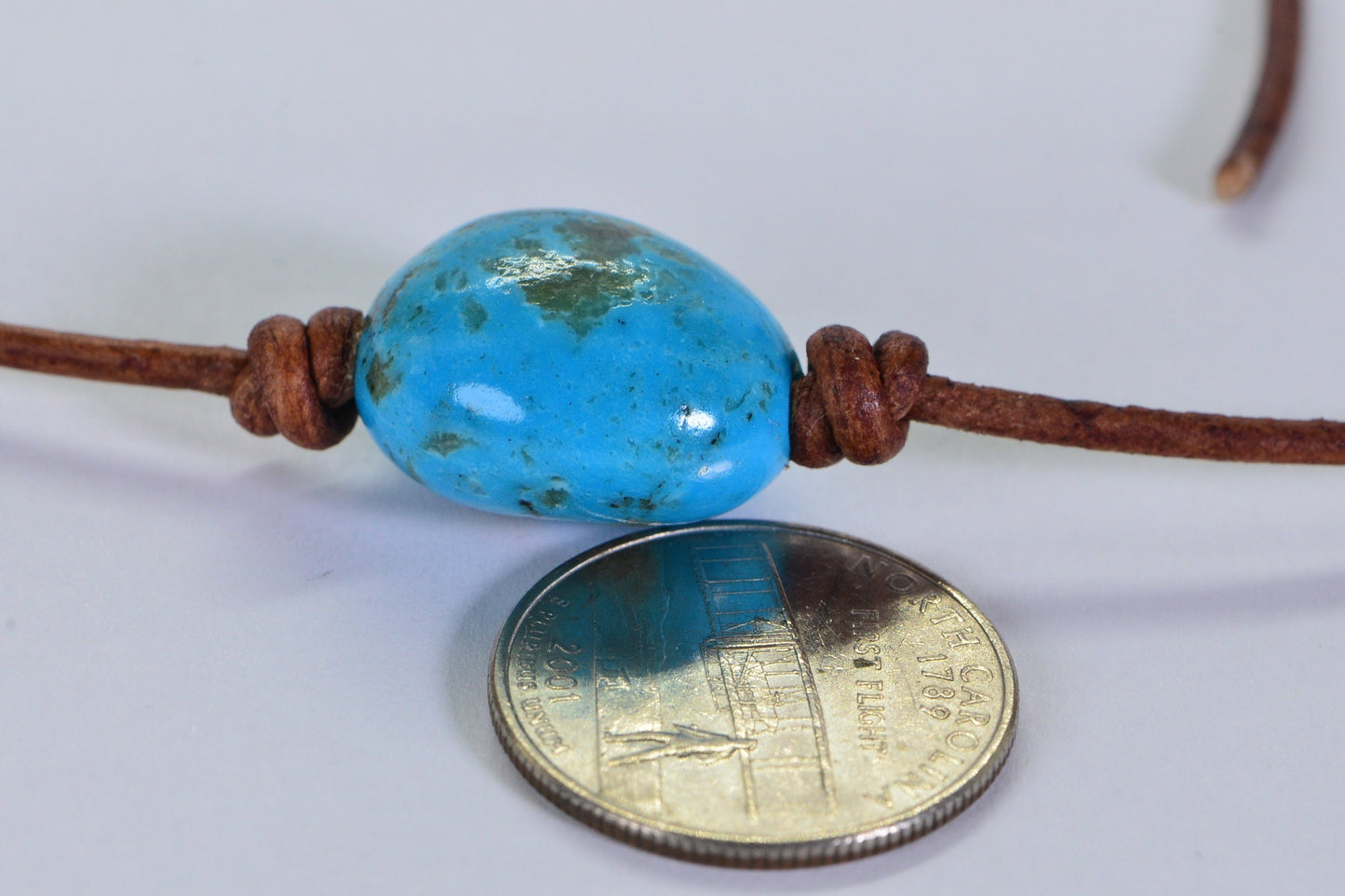Arizona Turquoise Leather Necklace: Sterling Silver Clasp