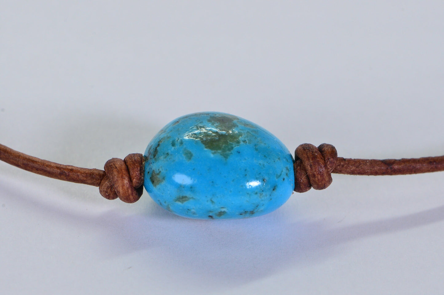 Arizona Turquoise Leather Necklace: Sterling Silver Clasp