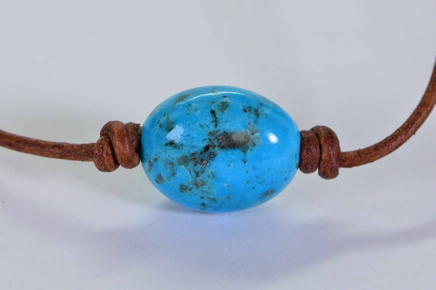 Arizona Turquoise Leather Necklace: Sterling Silver Clasp