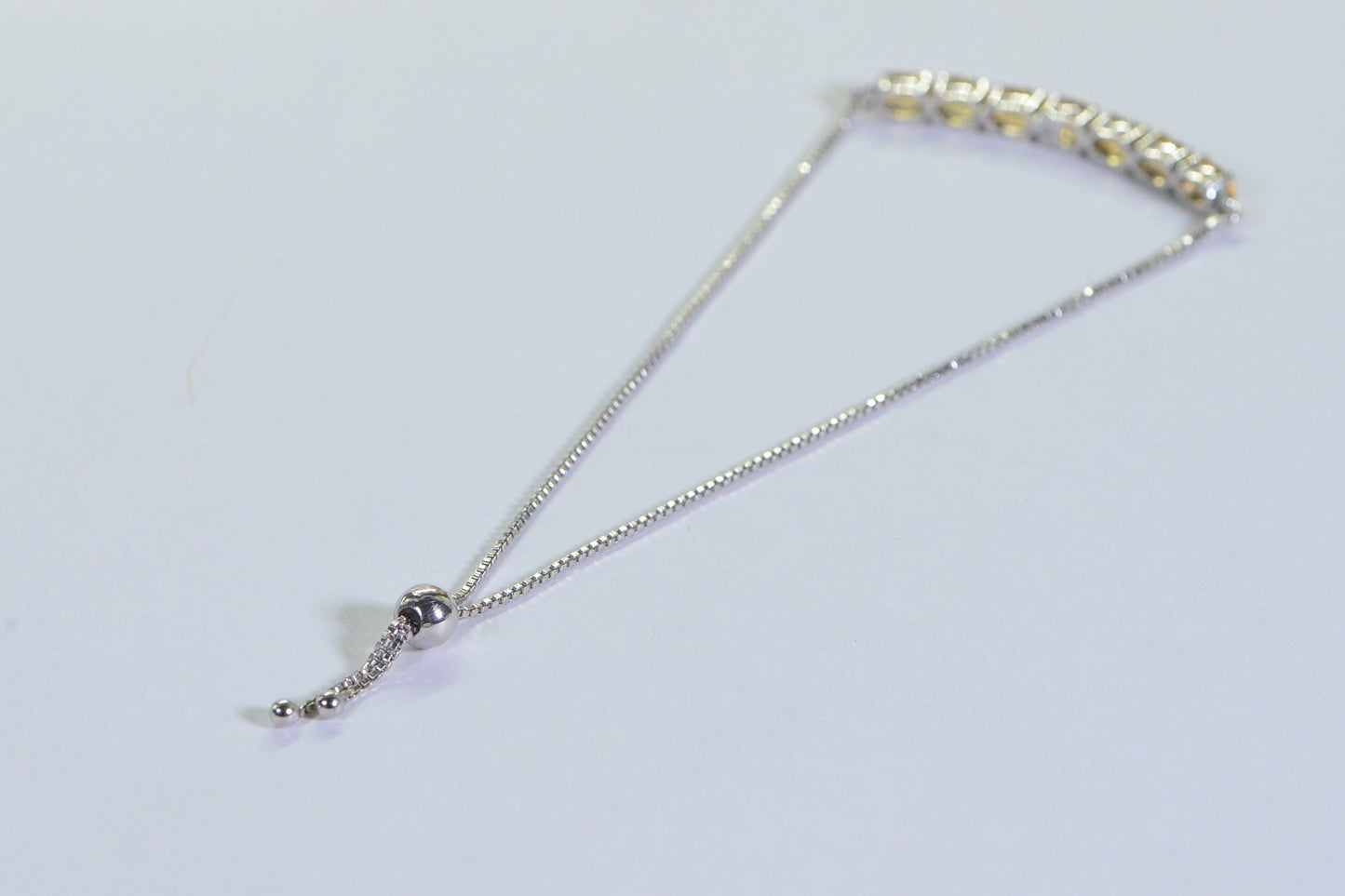 Citrine Bolo Bracelet, Adjustable Seven Stone Crystal Bar Bracelet