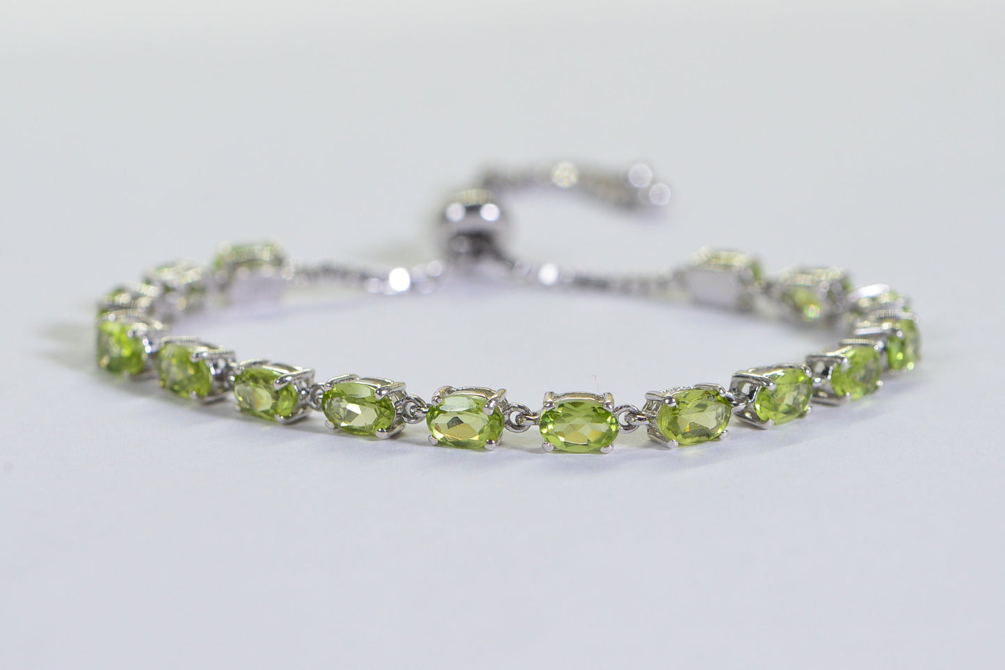 Peridot Bolo Bracelet: Sterling Silver Adjustable Gemstone Bracelet