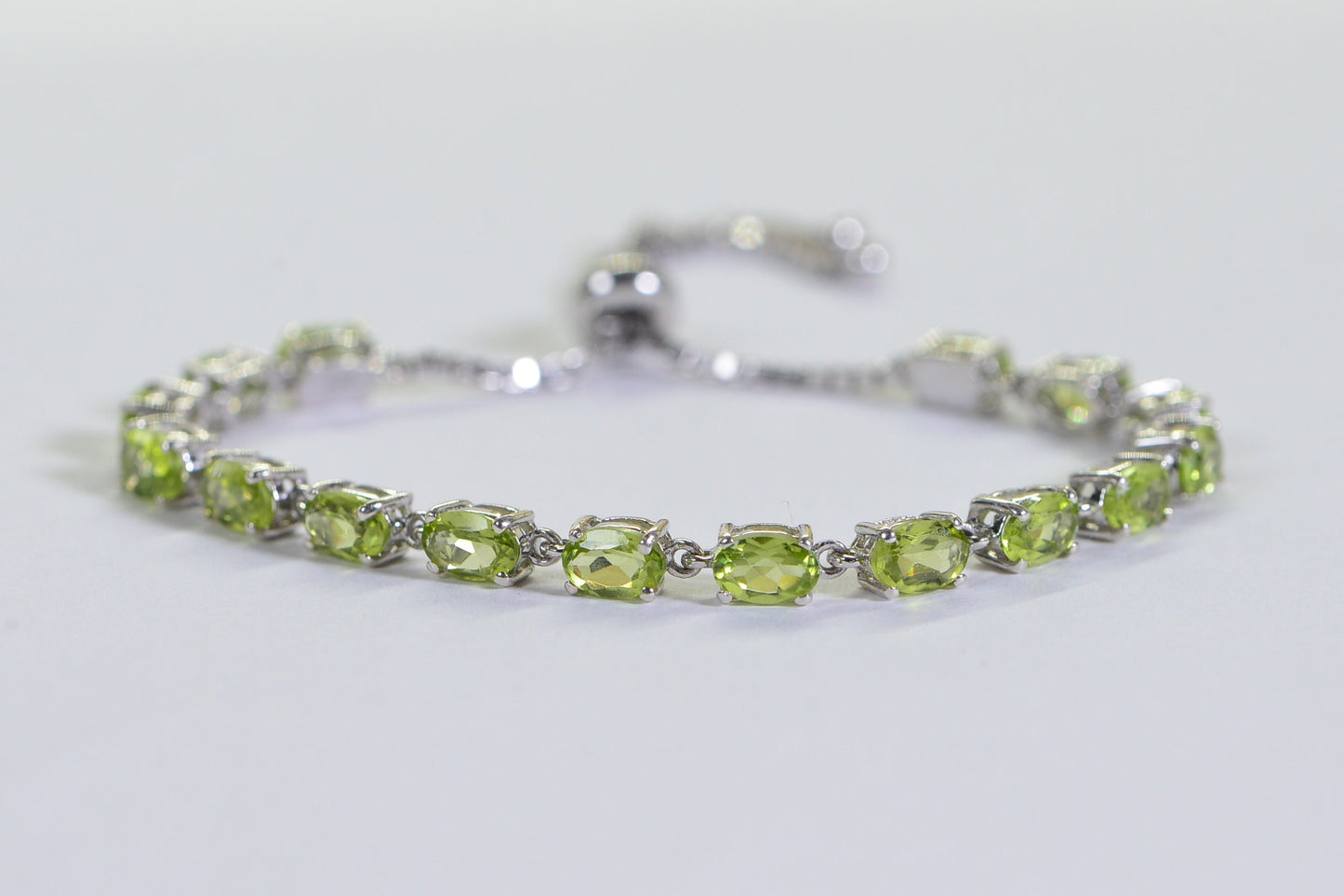 Peridot Bolo Bracelet: Sterling Silver Adjustable Gemstone Bracelet