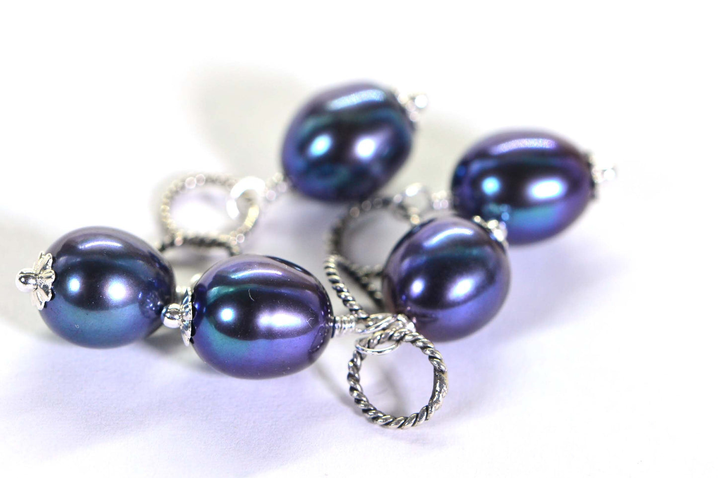Black Baroque Pearl Pendant, Sterling Silver Wire Wrapped Drop