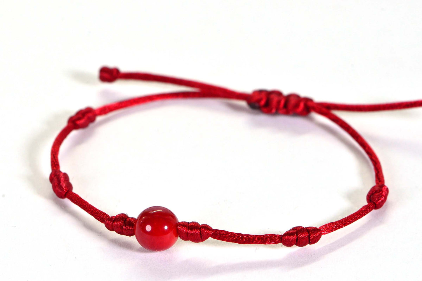 Red Coral Bracelet, Knotted Cord, Adjustable Friendship Bracelet