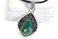 Kingman Turquoise Teardrop Pendant: Vintage Sterling Silver Jewelry