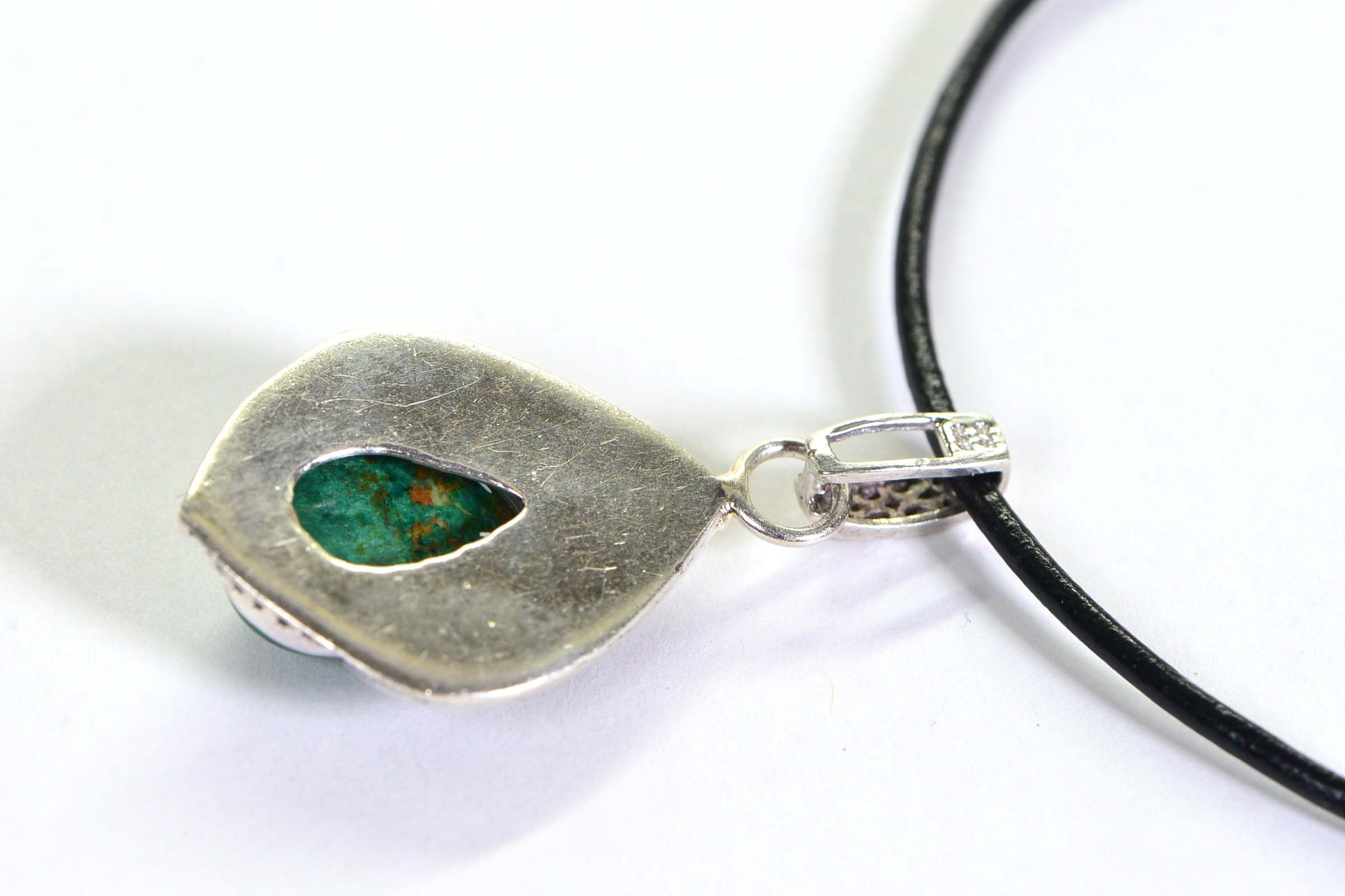Kingman Turquoise Teardrop Pendant: Vintage Sterling Silver Jewelry