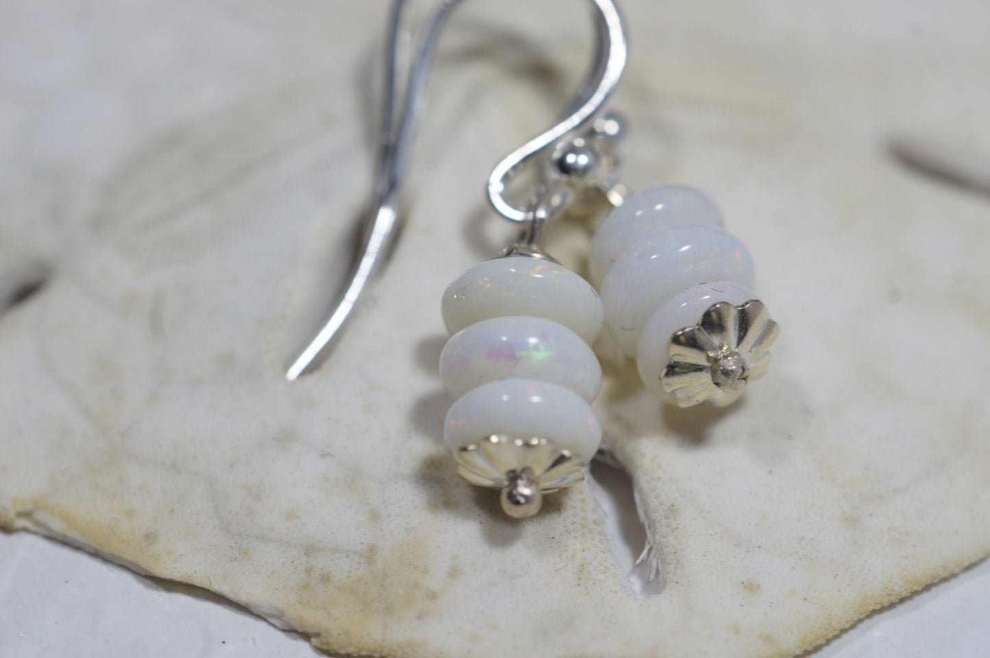 Australian Opal Sterling Silver Drop Earrings - Birthstone Jewelry