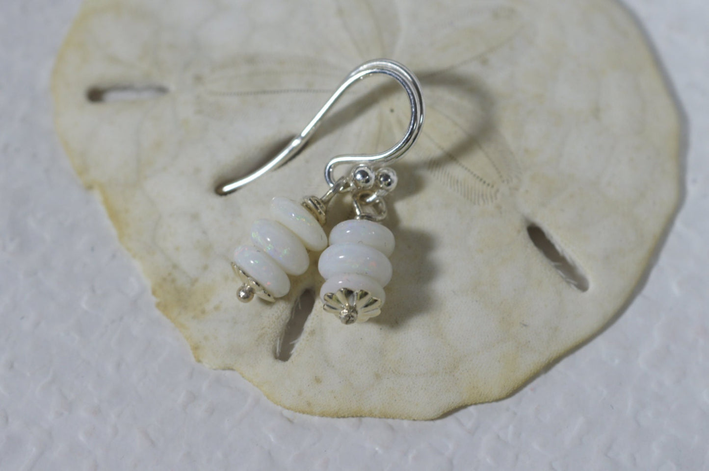 Australian Opal Sterling Silver Drop Earrings - Birthstone Jewelry