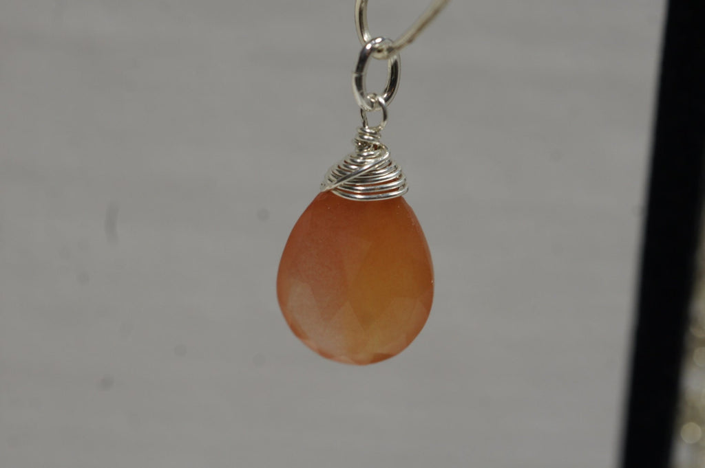 Red Agate Wire Wrapped Pendant,Gemstone Pendant - add a dangles drop