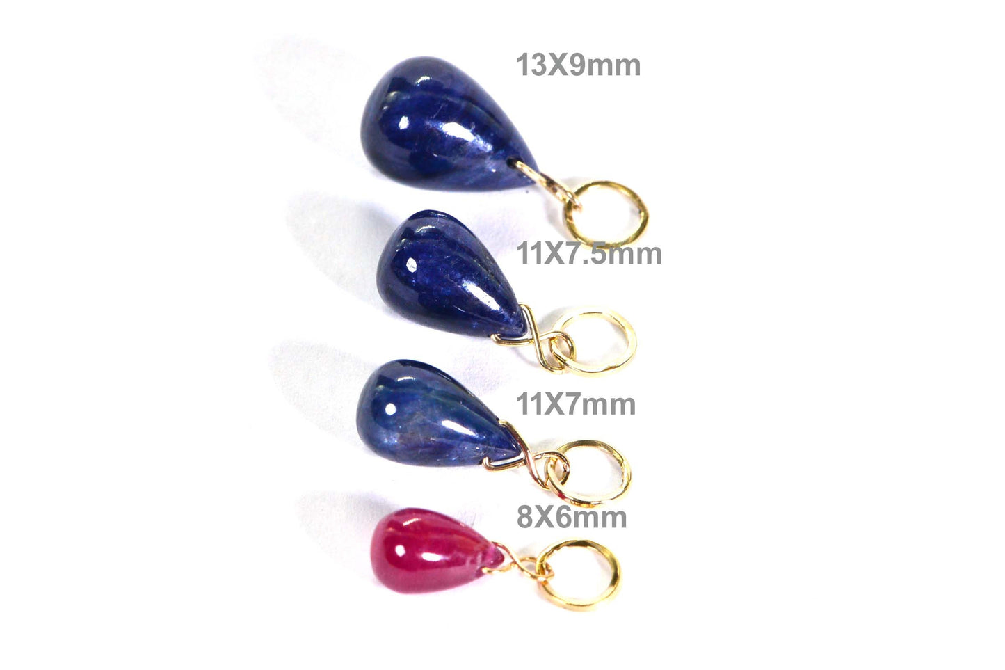 Natural Sapphire 14K Solid Gold Pendant - Wire Wrapped Birthstone Charm