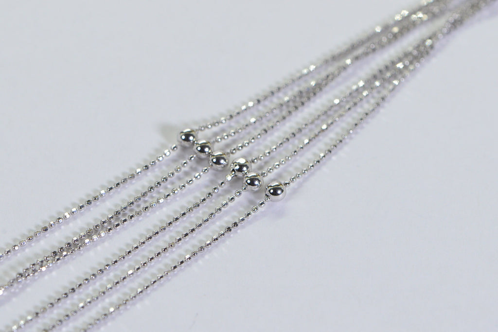 Sterling Silver Lariat Necklace: Multi Strand Beaded Ball Chain