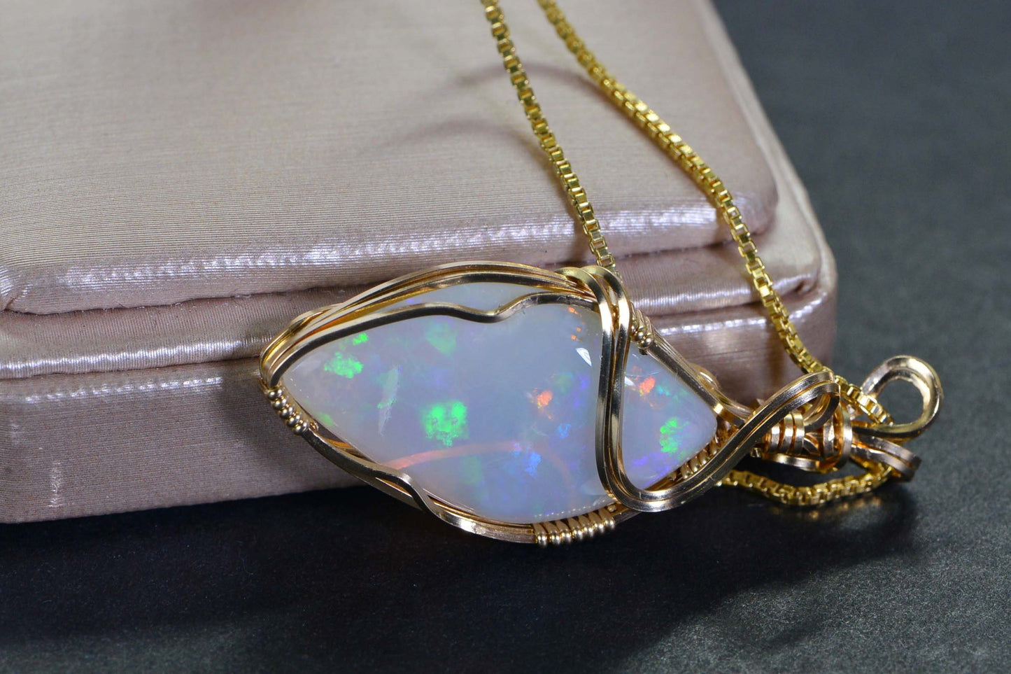 Australian Opal Pendant: Gold Filled Wire Wrapped Jewelry