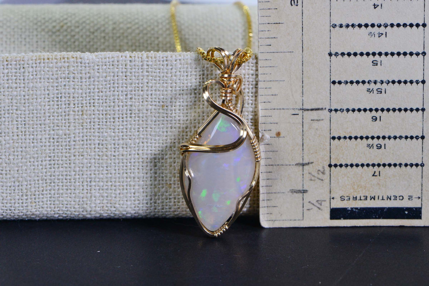 Australian Opal Pendant: Gold Filled Wire Wrapped Jewelry