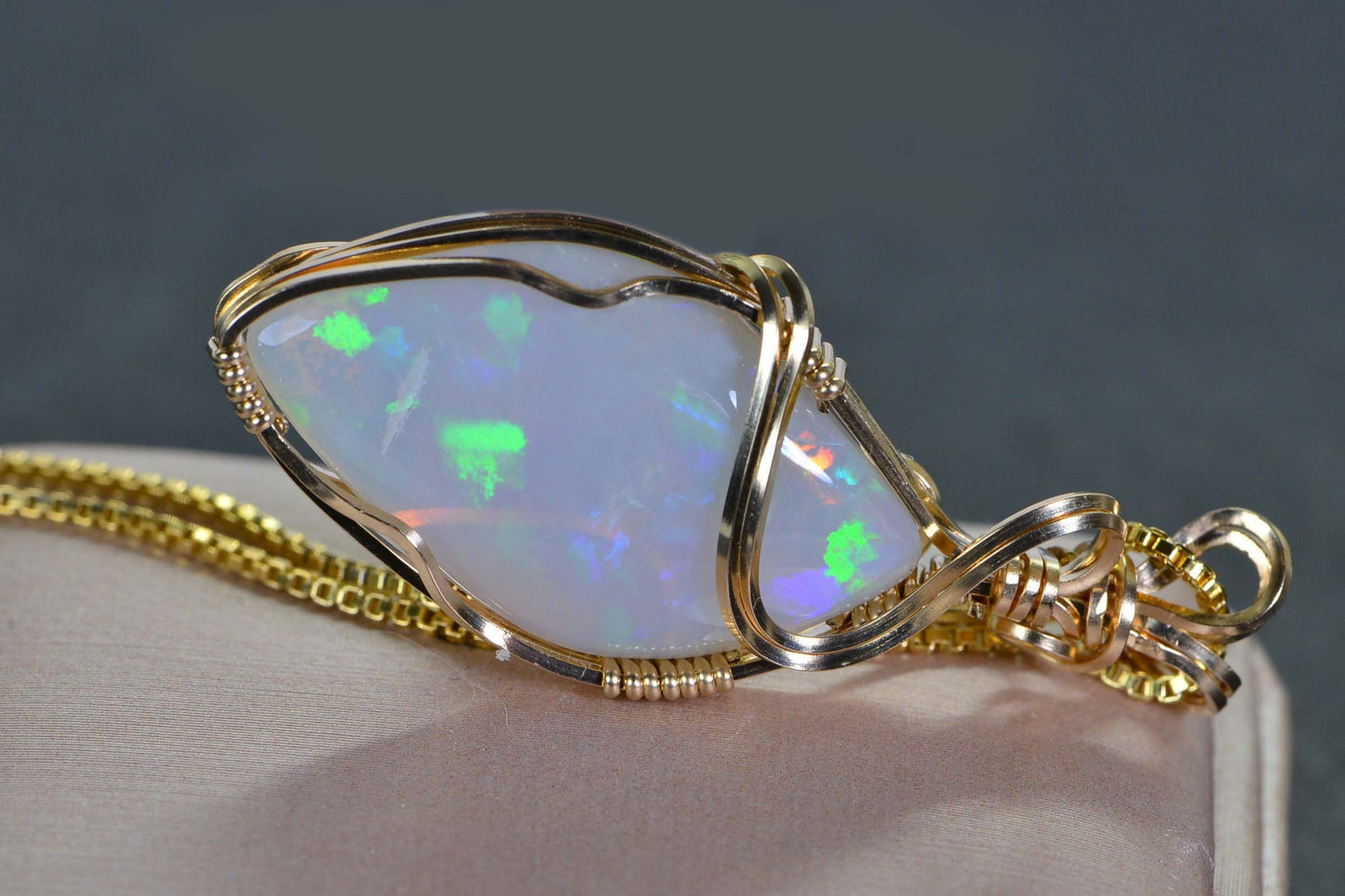 Australian Opal Pendant: Gold Filled Wire Wrapped Jewelry