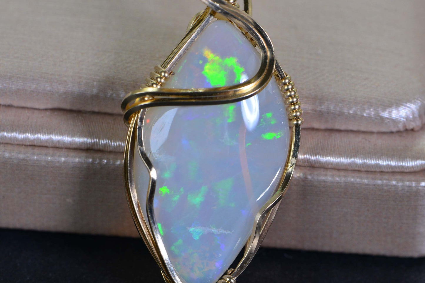 Australian Opal Pendant: Gold Filled Wire Wrapped Jewelry