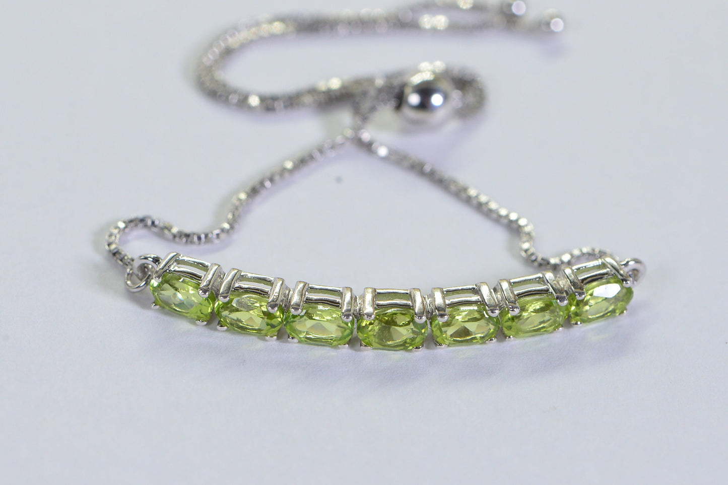 Peridot Bolo Bracelet: Natural Green Crystal Adjustable Bracelet, August Birthstone