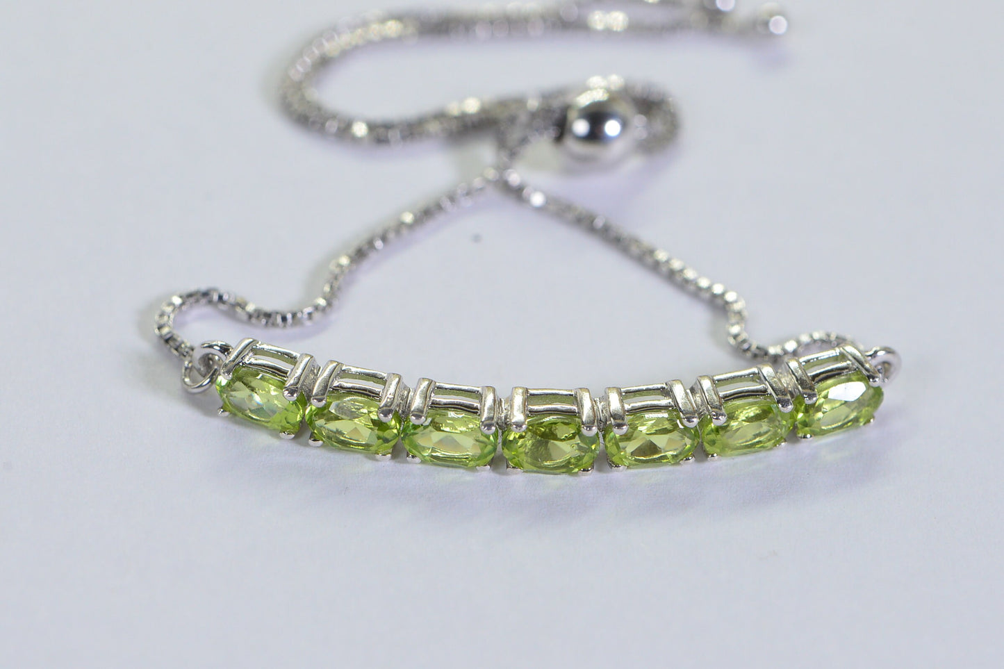 Peridot Bolo Bracelet: Natural Green Crystal Adjustable Bracelet, August Birthstone