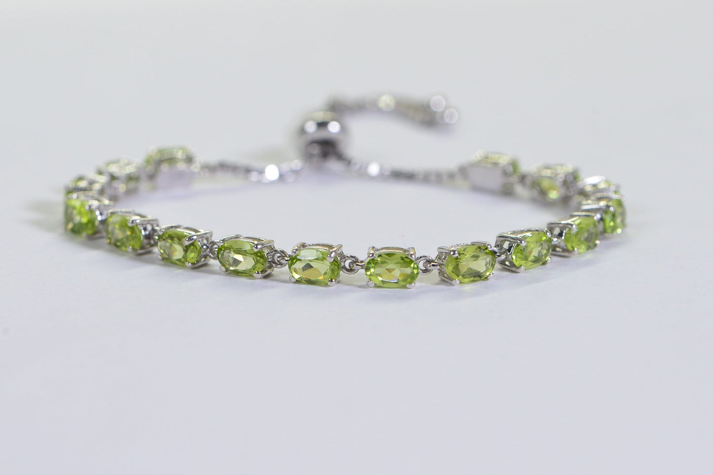Peridot Bolo Bracelet: Sterling Silver Adjustable Gemstone Bracelet