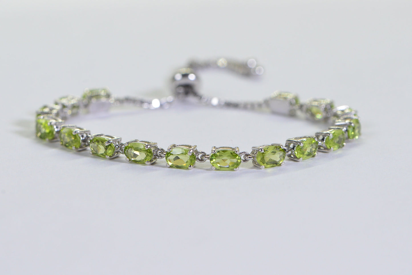 Peridot Bolo Bracelet: Sterling Silver Adjustable Gemstone Bracelet