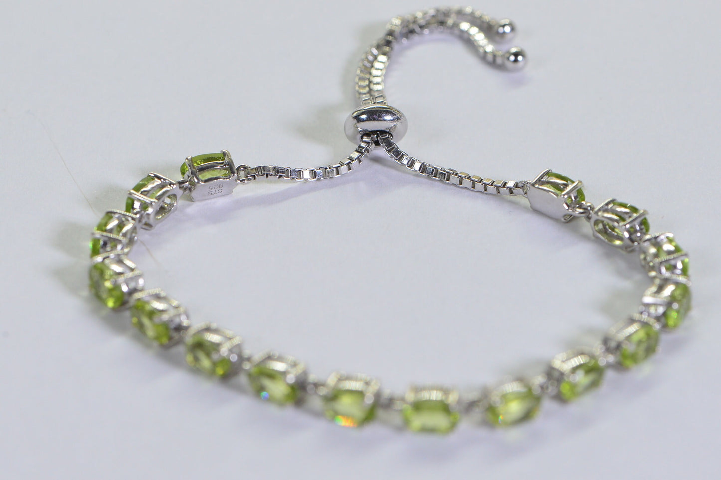 Peridot Bolo Bracelet: Sterling Silver Adjustable Gemstone Bracelet