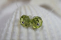 Peridot Glass Beads: Sterling Silver Plated Wire Dangle Charms