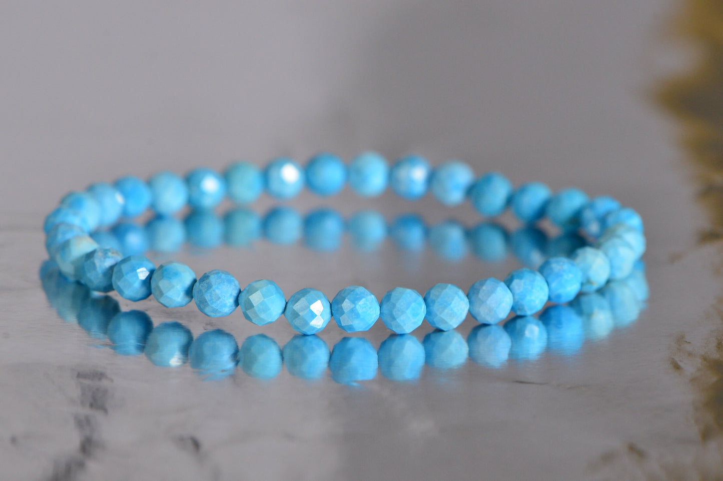 Sleeping Beauty Turquoise Bracelet: Faceted Baby Blue Healing Stone
