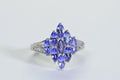 Tanzanite Marquise Cluster Ring: Sterling Silver Blue Purple Gemstone