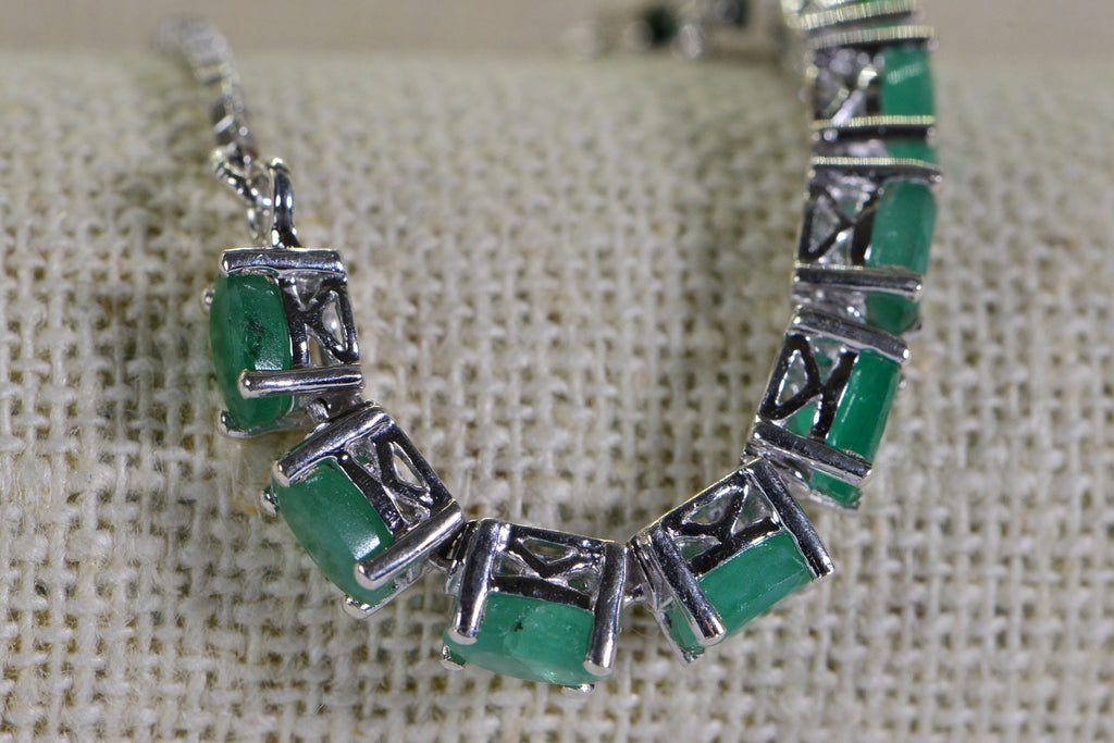 Natural Colombian Emerald Bracelet: Sterling Silver Adjustable Bolo, May Birthstone